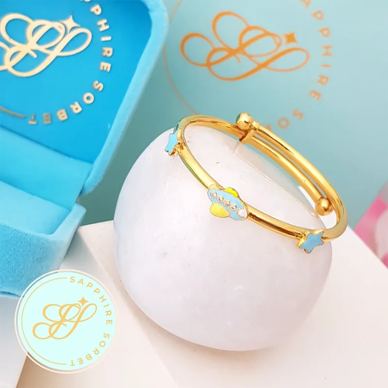 Diamond Aeroplane Stars Gold Baby bangle