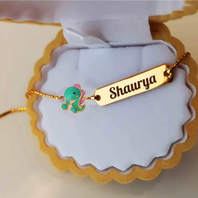 Dinosaur kids name bracelet
