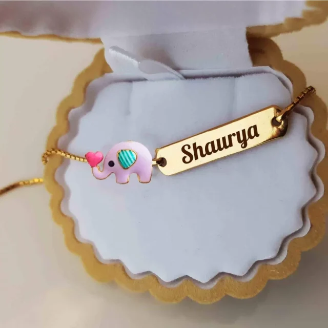 Elephant Custom name Kids Bracelet