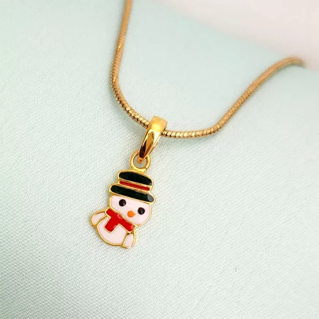 Snowman Gold Pendant for Kids