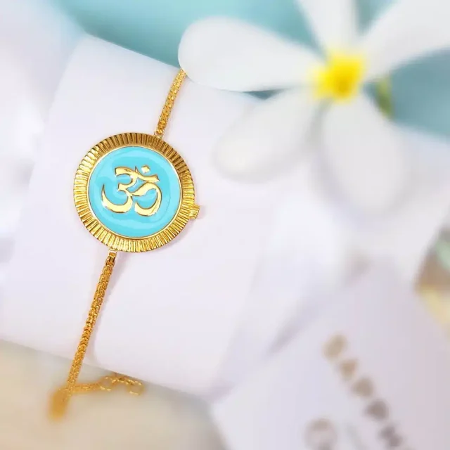 Sterling Silver Om Rakhi (Turqoise)