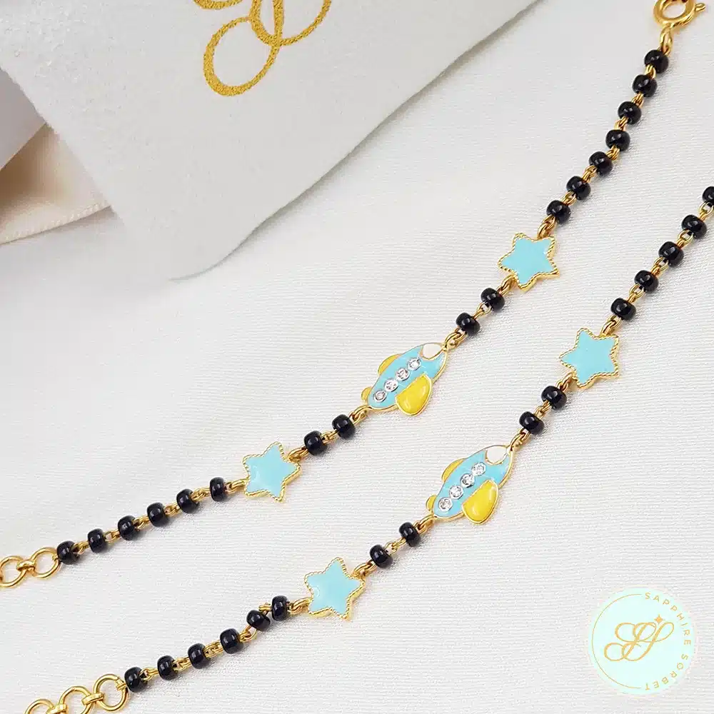 Diamond Aeroplane Stars Gold Nazariya for Baby Boy