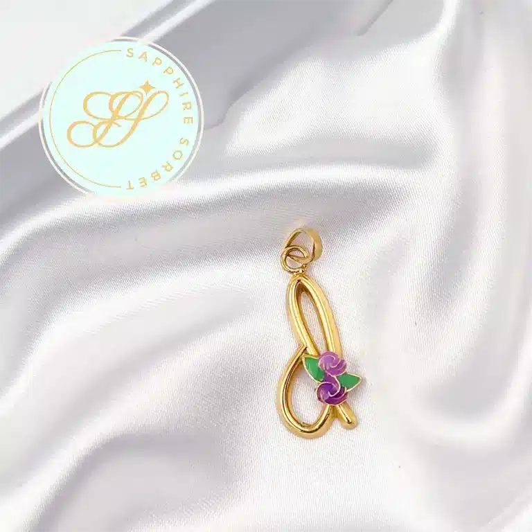 Floral D Pendant for Girls