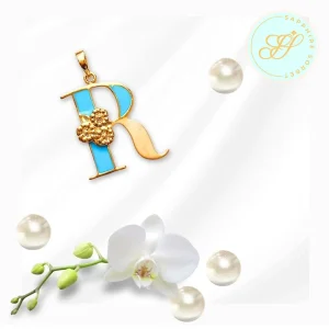 Monogram R Pendant for Girls (Turqoise)