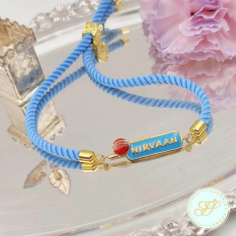 Custom Name Bat Ball Rakhi for Kids